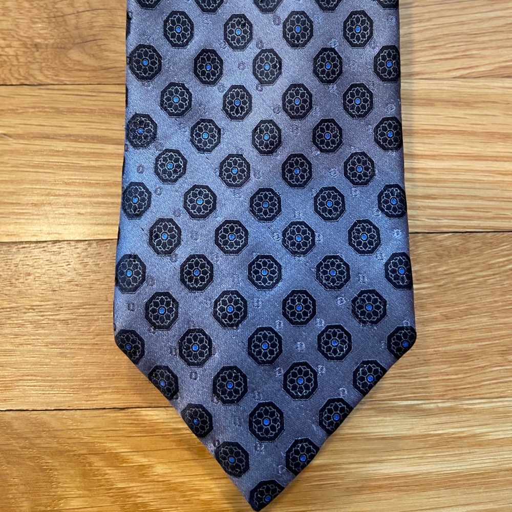 Ermenegildo Zegna Men’s Tie Gray Blue Geometric